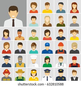 Conjunto de iconos de avatares para personas vectoras