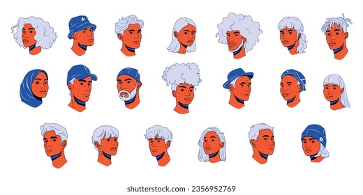 vector people avatars teenage cartoon set illustration isolated