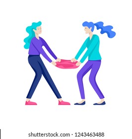Vector people in bad emotions, character in conflict, angry or tired and in stress. Aggressive people yell at each other. Colorful flat concept illustration.