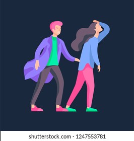 Vector people in bad emotions, character in conflict, angry or tired and in stress. Aggressive people yell at each other. Colorful flat concept illustration.