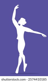 Vector people. Ballet dancers icon. White silhouette of a man dancing ballet. A man dances classical ballet. Vector illustration isolated 