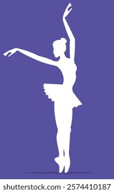 Vector people. Ballet dancers icon. White silhouette of a ballerina. A cute ballerina dances classical ballet. Vector illustration isolated 