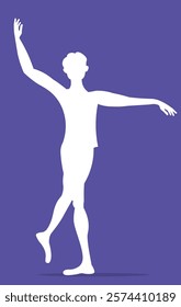 Vector people. Ballet dancers icon. White silhouette of a man dancing ballet. An adult man dances ballet. Vector illustration isolated 