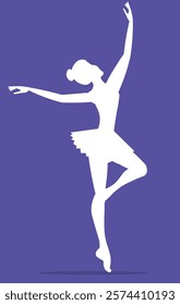 Vector people. Ballet dancers icon. White silhouette of a ballerina. A graceful ballerina dances ballet. Vector illustration isolated 