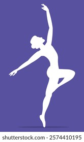 Vector people. Ballet dancers icon. White silhouette of a man dancing ballet. A man dances classical ballet. Vector illustration isolated 