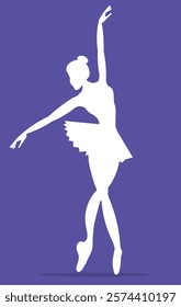 Vector people. Ballet dancers icon. White silhouette of a ballerina. A graceful ballerina dances classical ballet. Vector illustration isolated 