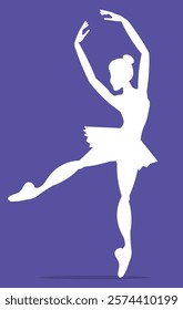 Vector people. Ballet dancers icon. White silhouette of a ballerina. A beautiful ballerina dances ballet. Vector illustration isolated