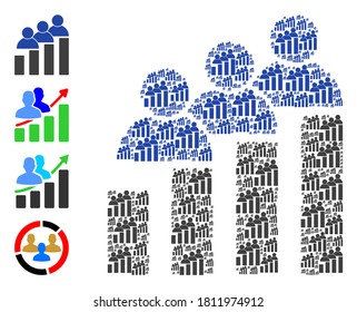 Vector people bar chart collage is done of random recursive people bar chart elements. Recursive collage for people bar chart. Some other icons are present in this vector.