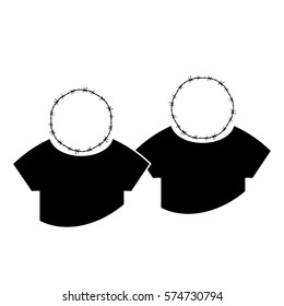 vector people black. circle barbed wire. Two guys sign. man icon web