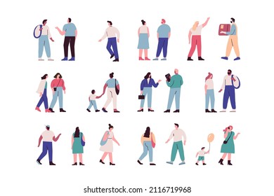 Vector People bundle vector set. Male and female flat characters isolated on white background