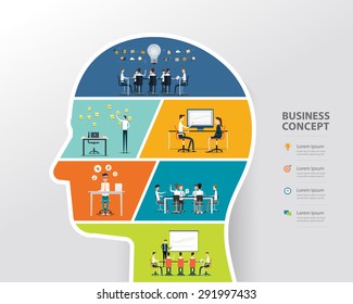 vector people business creative and brainstorming to business in human head concept .