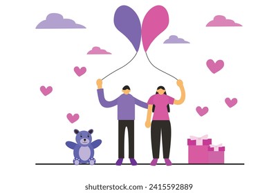 Vector people are celebrating Valentine's Day