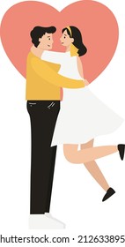 Vector people character. Couple hugging, walking and spend time together. Colorful flat concept illustration.