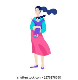 Vector people character. Mother and daughter spending time together. Colorful flat concept illustration.