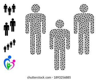 Vector people crowd icon covid mosaic. People crowd mosaic is composed with small covid infection elements. Abstraction is created for medicare illustrations.