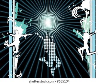 vector people dancing music illustration