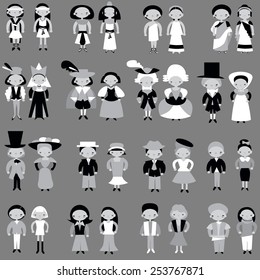 Vector people in different costumes