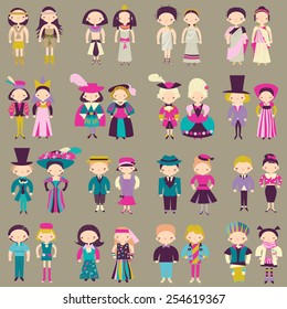 Vector people in different costumes