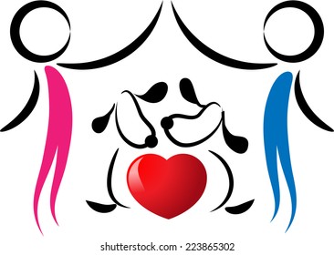 vector people and dog icon