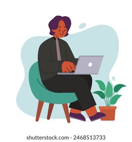 Vector of people doing office assignments, college assignments, playing games using laptops