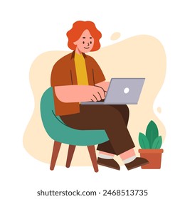 Vector of people doing office assignments, college assignments, playing games using laptops
