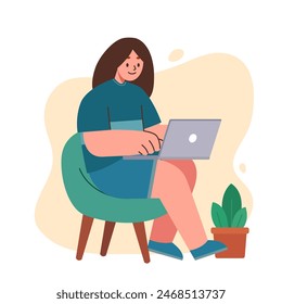 Vector of people doing office assignments, college assignments, playing games using laptops