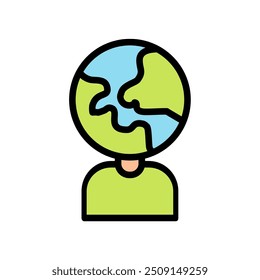 O vetor de pessoas e terra combinados significa uma pessoa com visão ampla. O vetor de pessoas e terra combinados significa uma pessoa com visão ampla.