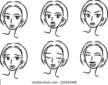 vector people with emoticon face set