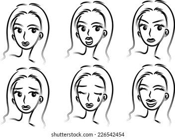 vector people with emoticon face set