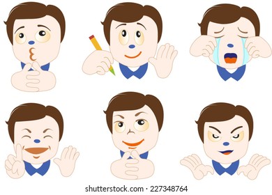 Vector people with emoticon face set