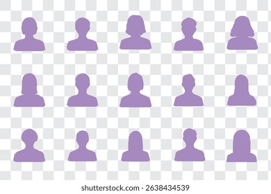 Vector people faces avatars and users collection - Set of illustrations with profile pictures of diverse people in various clothes and styles. Flat design in oval frame on white background