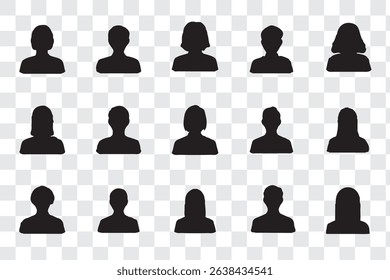 Vector people faces avatars and users collection - Set of illustrations with profile pictures of diverse people in various clothes and styles. Flat design in oval frame on white background