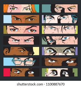 Vector People Facial Expression Comic Book Style