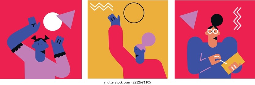 Vector people flat illustration. Technology future concept. Ideal for social media and business presentations, user interface, UX, graphic and web design, apps and interfaces. EPS 10