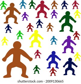 Vector people with free gestures.