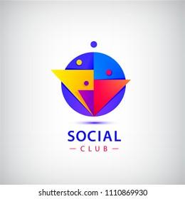 Vector people group logo. Social net, club, meeting, teamwork, cooperation,  family abstract geometric icon. 