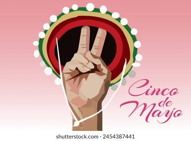 vector of people hand fingers inside a Sombrero popular Mexican hat celebrating Cinco de Mayo