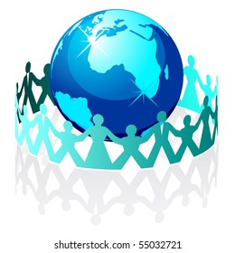 Vector people have surrounded the earth.