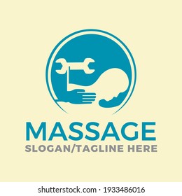 Vector of people having a massage, with an illustration of the workshop tools