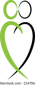 vector people and heart shape icon 