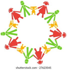 Vector people  hold hands on the circle
