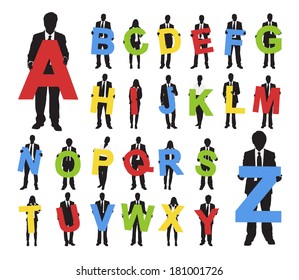 Vector de personas con letras A-Z