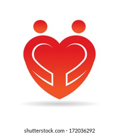 Vector People hug in heart shape icon