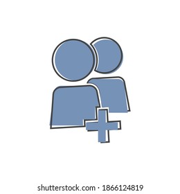 Icono de vectores. La gente chatea un símbolo de interacción sobre el estilo de las caricaturas en fondo blanco aislado.