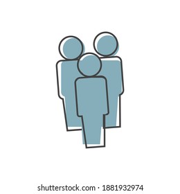 Vector people icon. Crowd on  cartoon style on white isolated background.