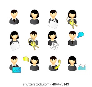 Vector people icon set isolated over white background.