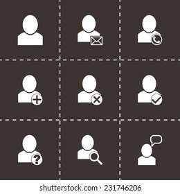 Vector people icon set on black background