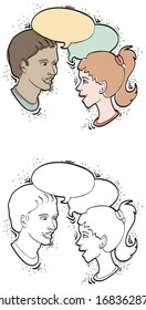 Vector people icons with dialog speech bubbles 