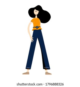 Vector people image. Characters illustration. Woman Hyperbolization elongated