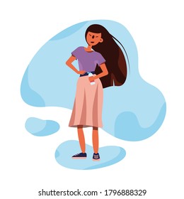 Vector people image. Characters illustration. standing girl with a bottle of water